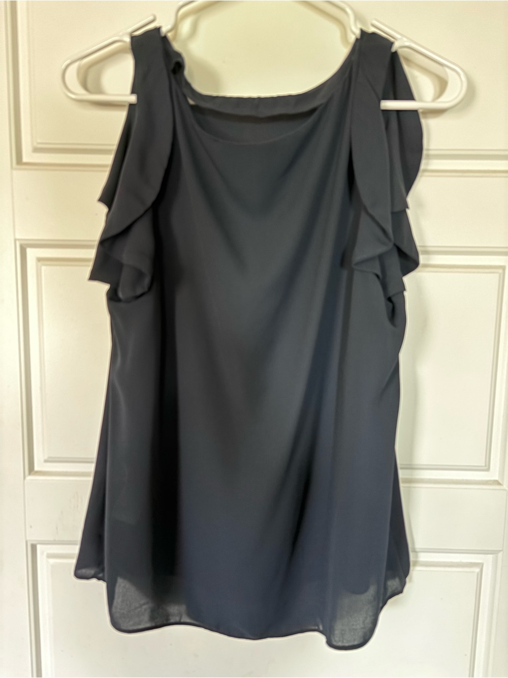 Banana Republic Slate Gray Ruffle-Shoulder Camisole